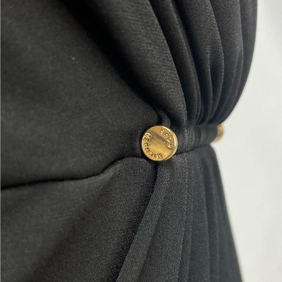 Michael Kors Women's XS Black Faux Wrap Ruched 3/4 Sleeve Sheath Short Dress - Picture 2 of 5